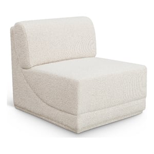 Bowery Hill Contemporary Rich Cream Boucle Durable Fabric Armless