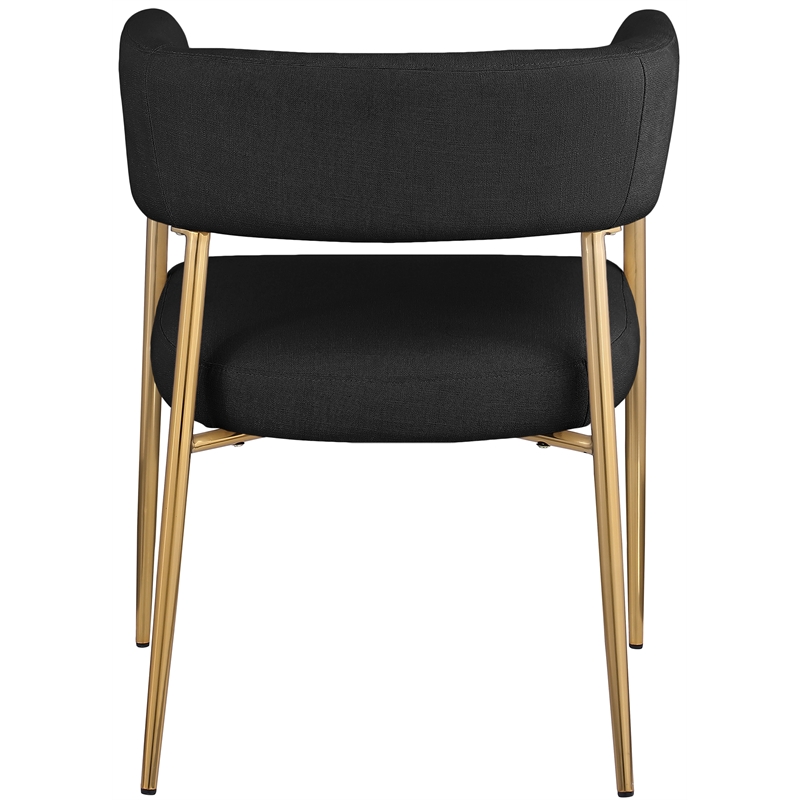 Bowery Hill Upholstered Black Durable Linen Textured Fabric Dining Chair