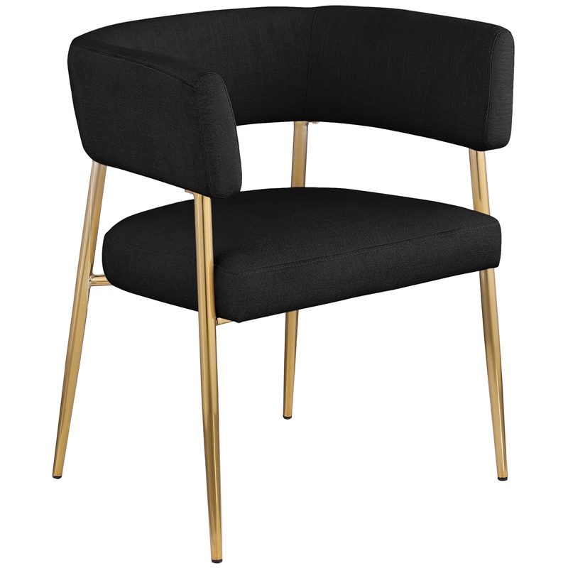 Bowery Hill Upholstered Black Durable Linen Textured Fabric Dining Chair