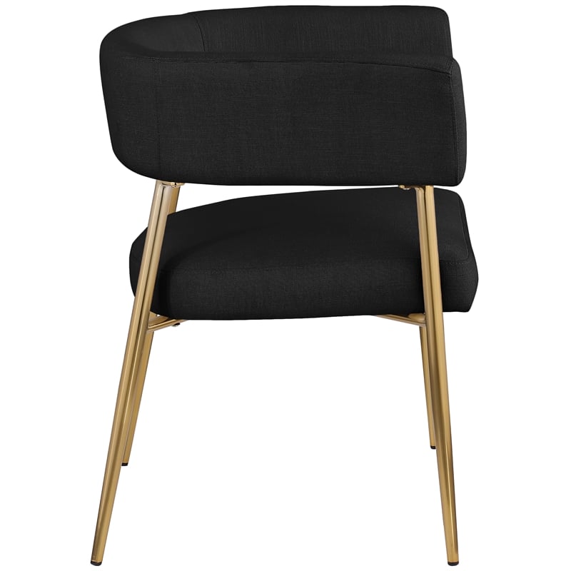 Bowery Hill Upholstered Black Durable Linen Textured Fabric Dining Chair