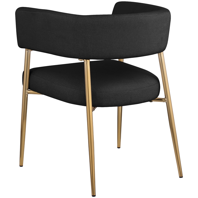 Bowery Hill Upholstered Black Durable Linen Textured Fabric Dining Chair
