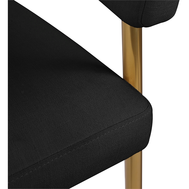 Bowery Hill Upholstered Black Durable Linen Textured Fabric Dining Chair