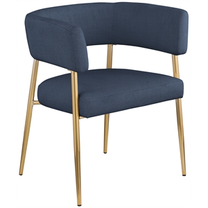 Bowery Hill Upholstered Deep Navy Durable Linen Textured Fabric Dining Chair