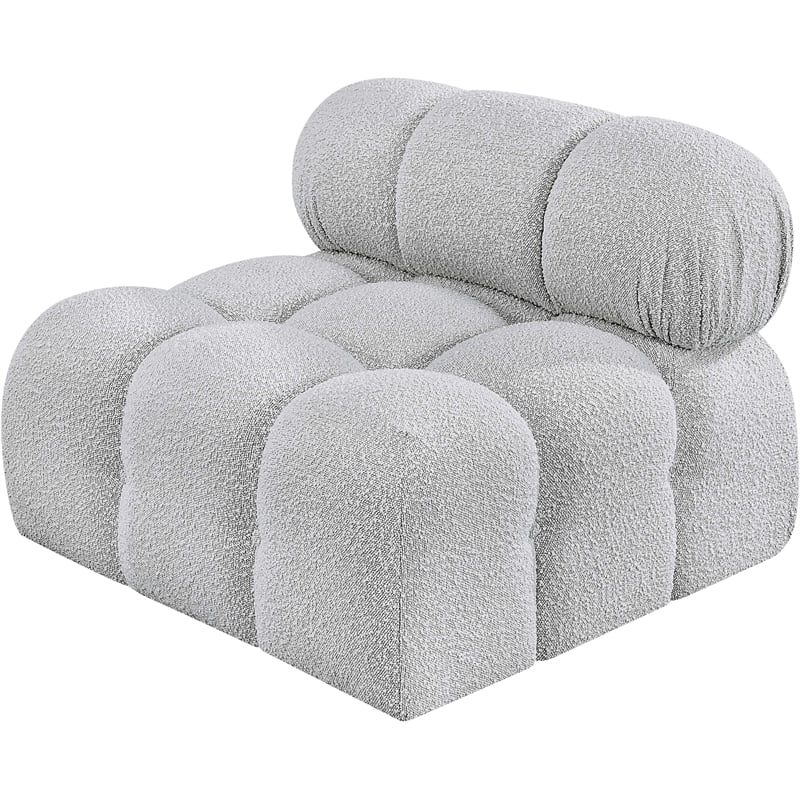 Bowery Hill Contemporary Rich Grey Boucle Durable Fabric Armless