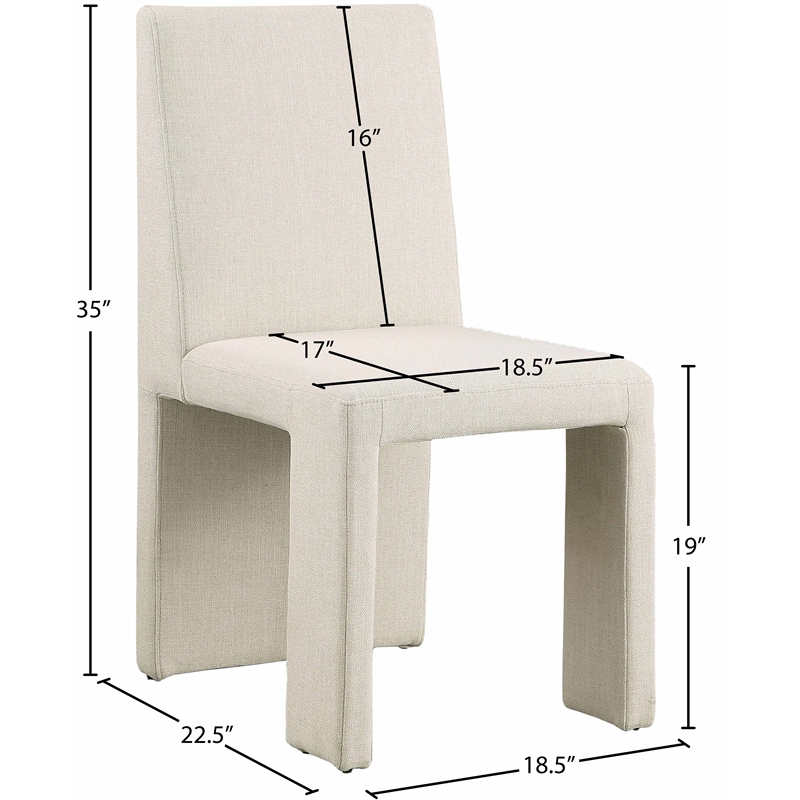 Bowery Hill Upholstered Beige Linen Textured Fabric Dining Chair (Set of 2)