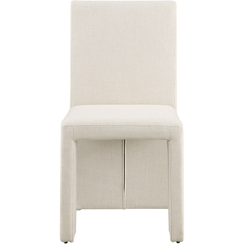 Bowery Hill Upholstered Beige Linen Textured Fabric Dining Chair (Set of 2)