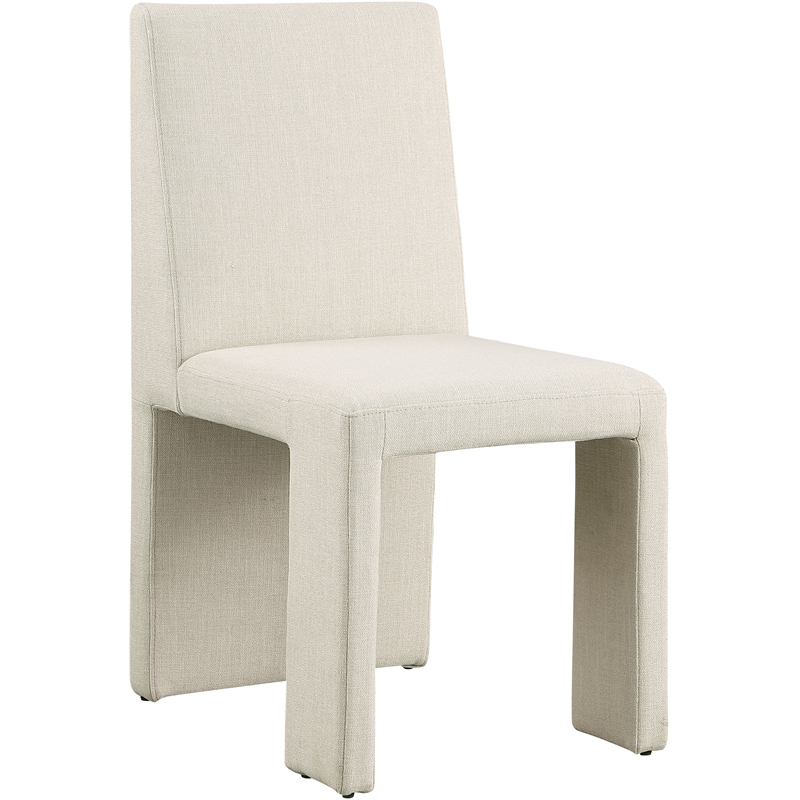 Bowery Hill Upholstered Beige Linen Textured Fabric Dining Chair (Set of 2)