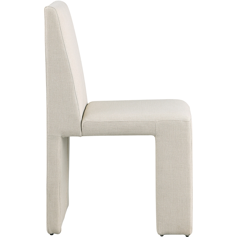 Bowery Hill Upholstered Beige Linen Textured Fabric Dining Chair (Set of 2)