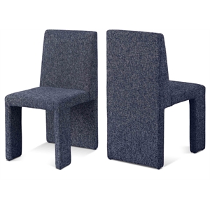 Bowery Hill Upholstered Blue Linen Textured Fabric Dining Chair (Set of 2)