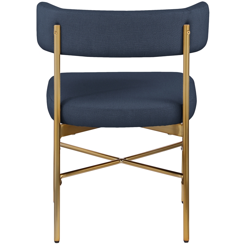 Bowery Hill Upholstered Navy Linen Textured Fabric Dining Chair (Set of 2)