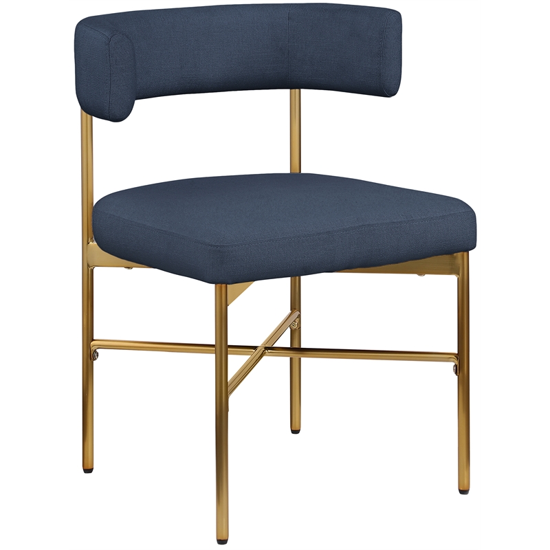 Bowery Hill Upholstered Navy Linen Textured Fabric Dining Chair (Set of 2)