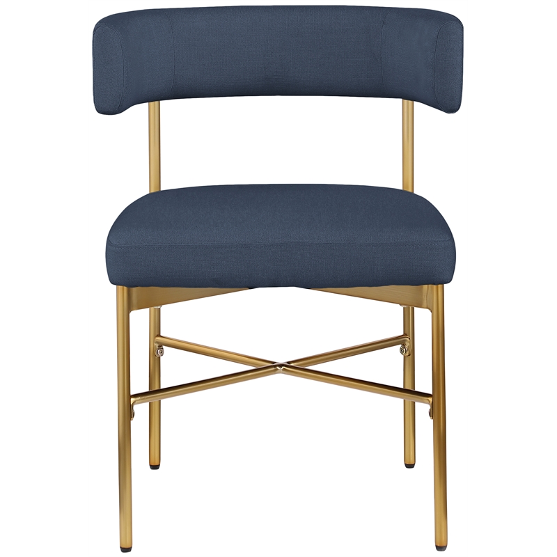 Bowery Hill Upholstered Navy Linen Textured Fabric Dining Chair (Set of 2)