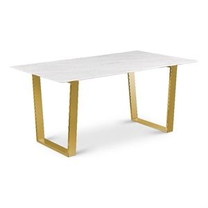 Bowery Hill Contemporary Stone With White Marble Veneer Top Dining Table