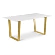 Bowery Hill Contemporary Stone With White Marble Veneer Top Dining Table