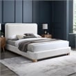 Bowery Hill Contemporary Cream Linen Textured Fabric King Bed
