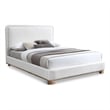 Bowery Hill Contemporary Cream Linen Textured Fabric King Bed