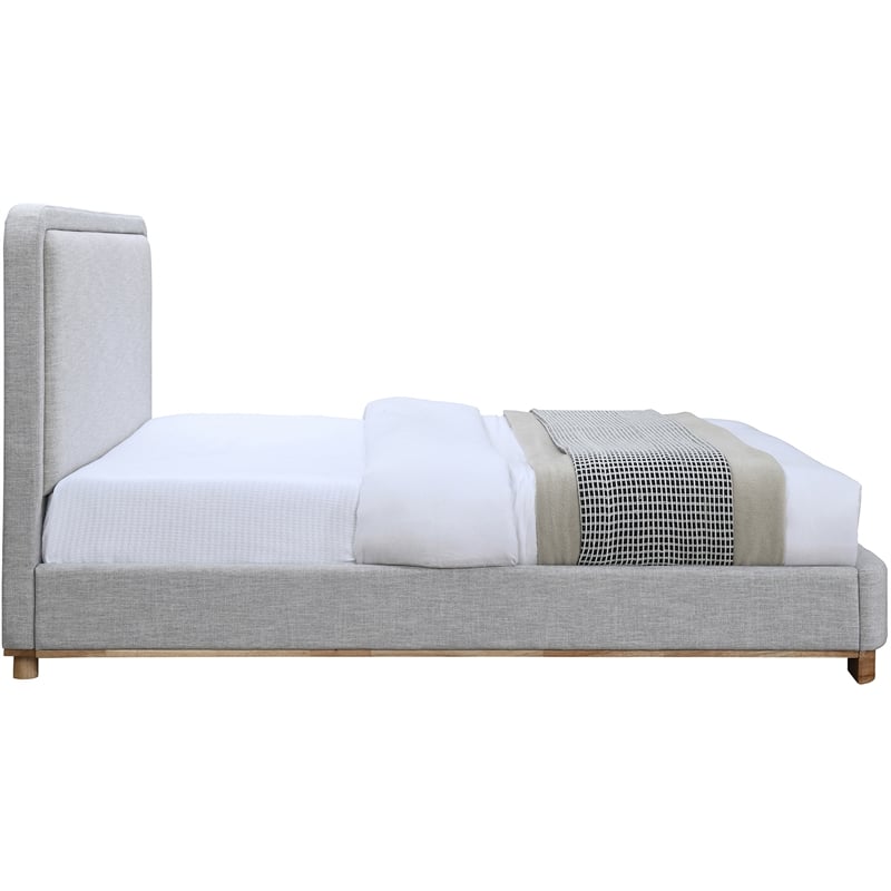 Bowery Hill Contemporary Grey Linen Textured Fabric King Bed