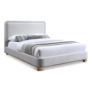 Bowery Hill Contemporary Grey Linen Textured Fabric King Bed