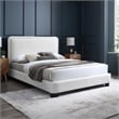 Bowery Hill Contemporary Cream Linen Textured Fabric King Bed