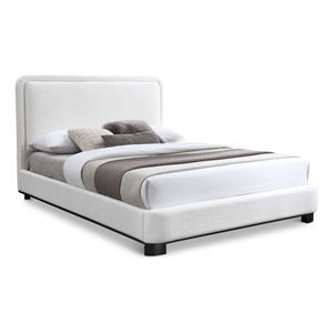 Bowery Hill Contemporary Cream Linen Textured Fabric King Bed