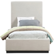 Bowery Hill Contemporary Beige Linen Textured Fabric Twin Bed
