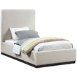 Bowery Hill Contemporary Beige Linen Textured Fabric Twin Bed