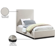 Bowery Hill Contemporary Beige Linen Textured Fabric Twin Bed