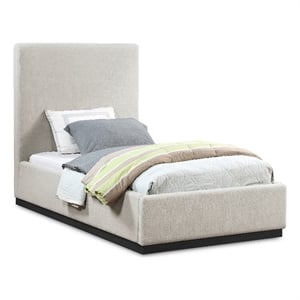 Bowery Hill Contemporary Beige Linen Textured Fabric Twin Bed