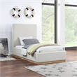 Bowery Hill Contemporary Cream Linen Textured Fabric Twin Bed