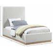 Bowery Hill Contemporary Cream Linen Textured Fabric Twin Bed
