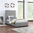 Bowery Hill Contemporary Grey Linen Textured Fabric Twin Bed