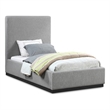 Bowery Hill Contemporary Grey Linen Textured Fabric Twin Bed