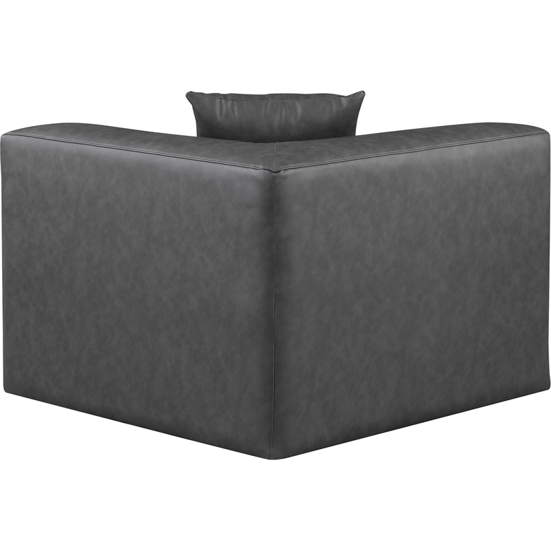 Bowery Hill Contemporary Charcoal Grey Vegan Leather Corner Chair