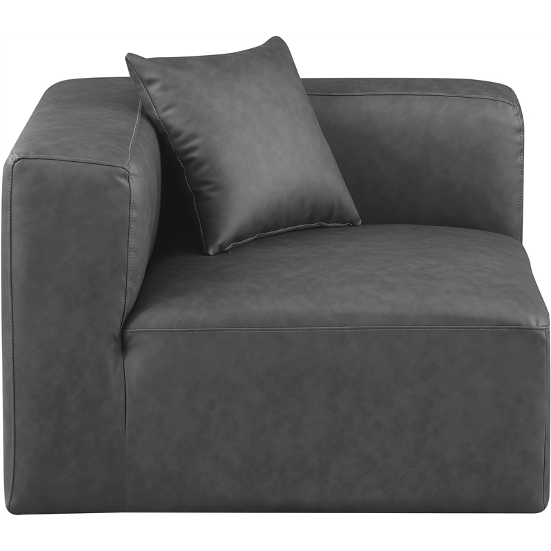 Bowery Hill Contemporary Charcoal Grey Vegan Leather Corner Chair