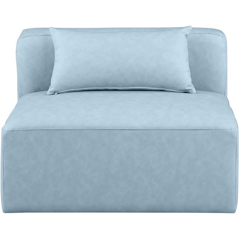 Bowery Hill Contemporary Light Blue Vegan Leather Armless Chair