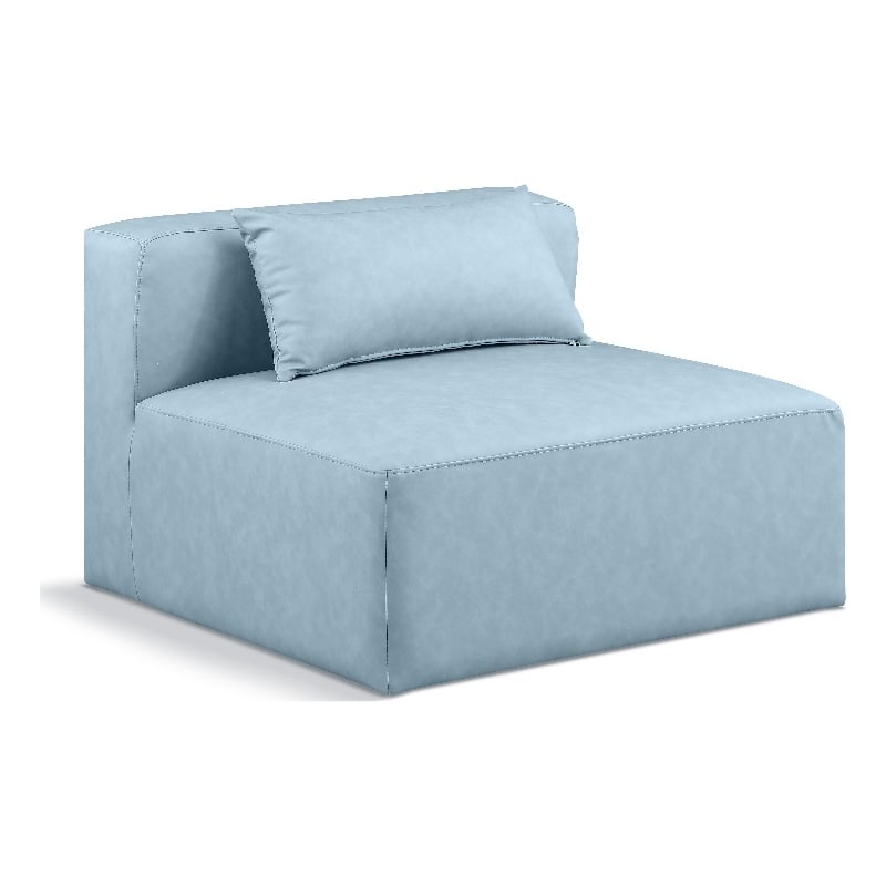 Bowery Hill Contemporary Light Blue Vegan Leather Armless Chair