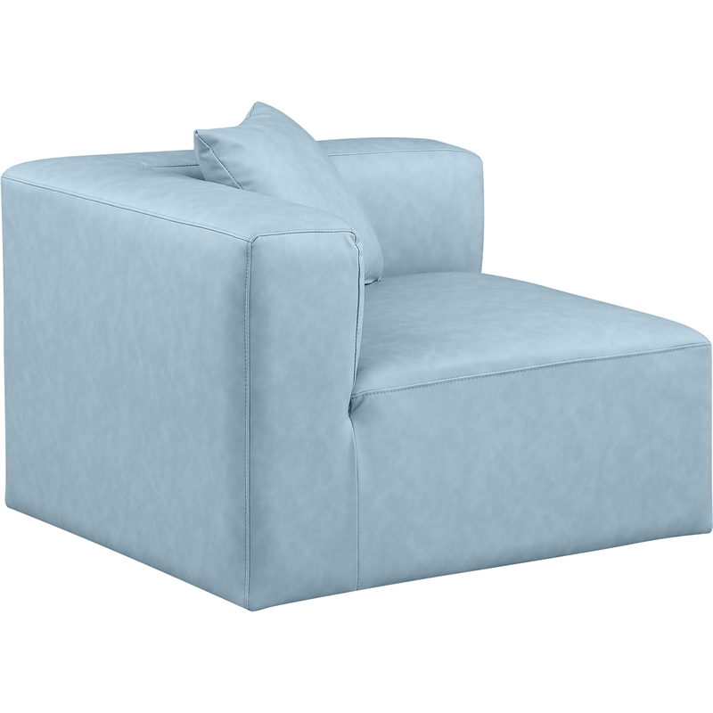 Bowery Hill Contemporary Light Blue Vegan Leather Corner Chair