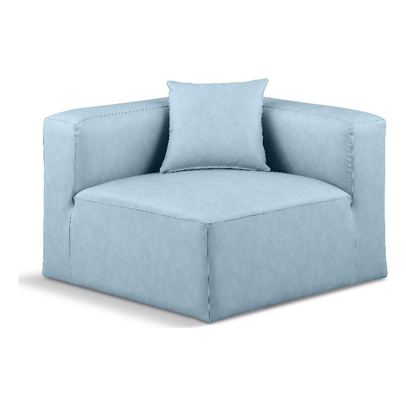 Bowery Hill Contemporary Light Blue Vegan Leather Corner Chair