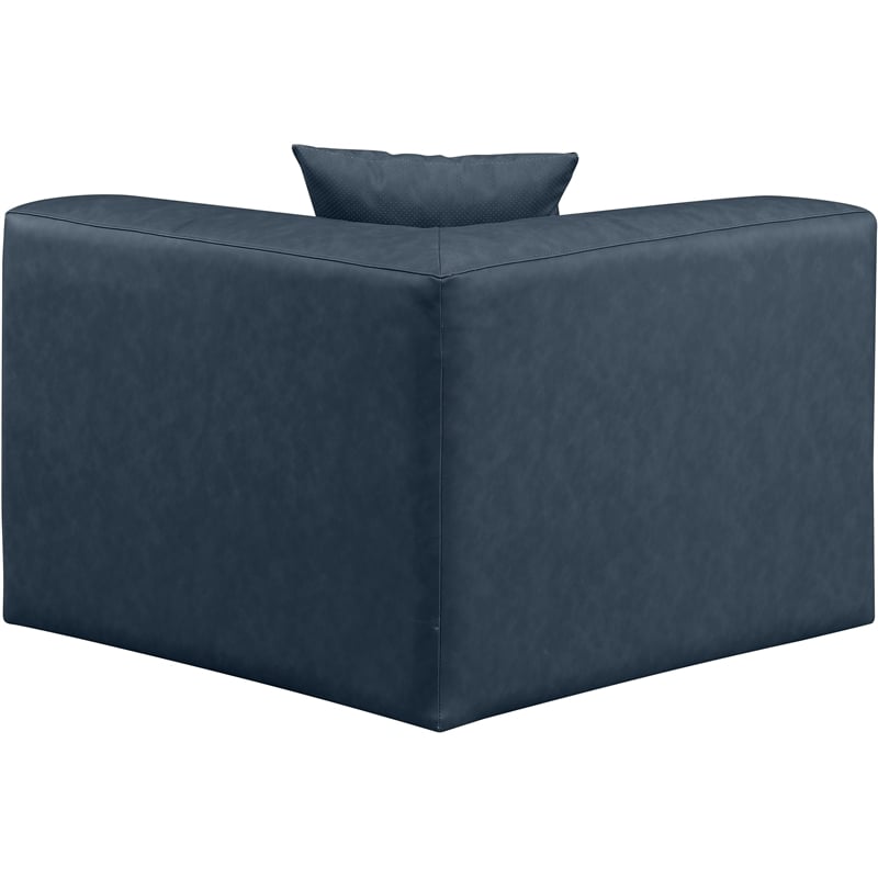 Bowery Hill Contemporary Navy Blue Vegan Leather Corner Chair