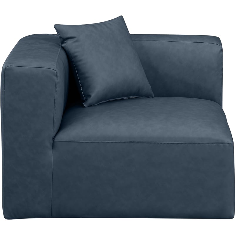 Bowery Hill Contemporary Navy Blue Vegan Leather Corner Chair