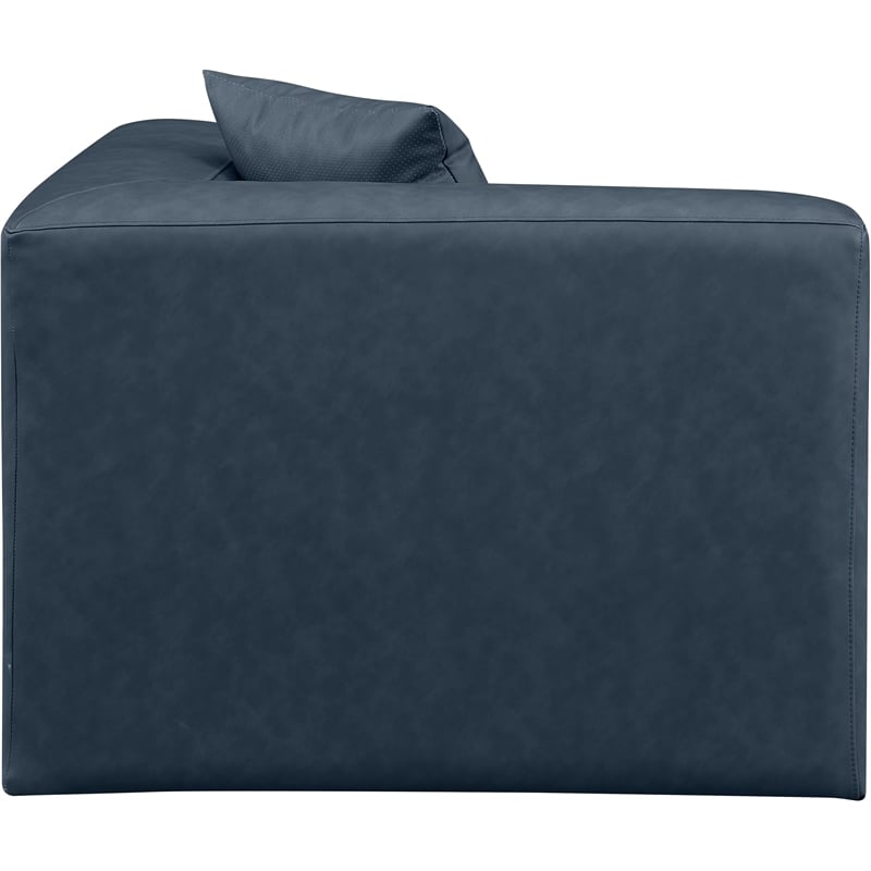 Bowery Hill Contemporary Navy Blue Vegan Leather Corner Chair