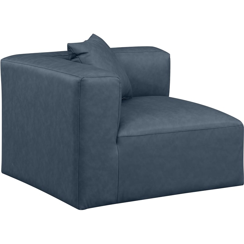 Bowery Hill Contemporary Navy Blue Vegan Leather Corner Chair