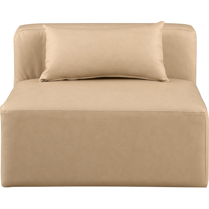 Bowery Hill Contemporary Soft Tan Vegan Leather Armless Chair