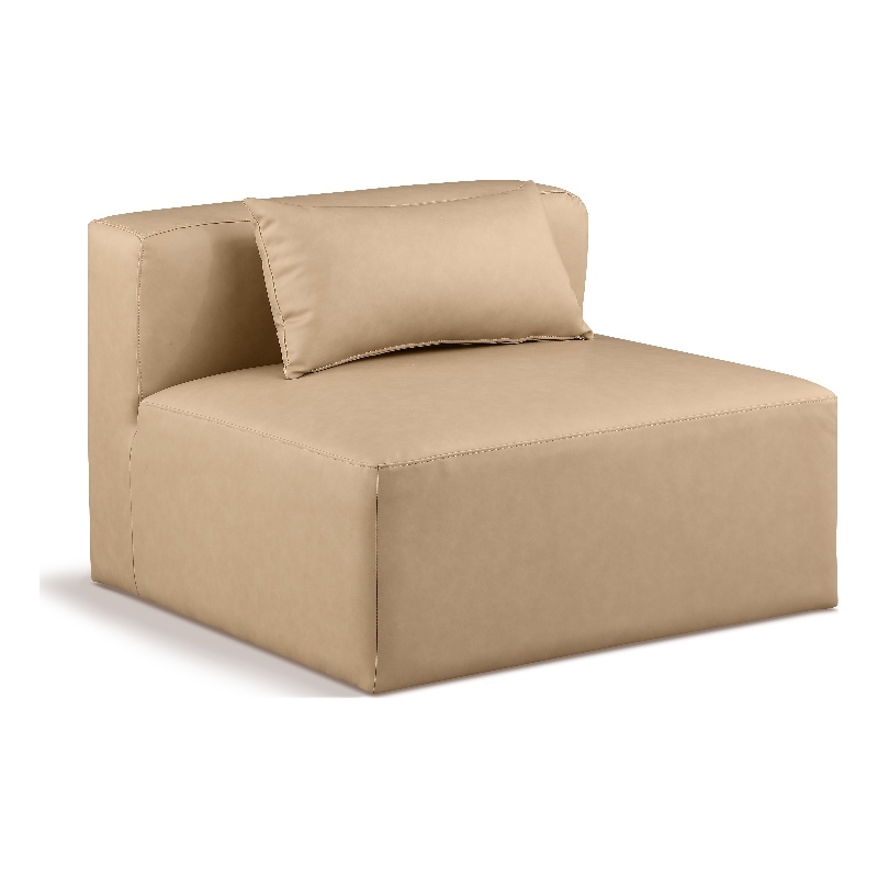 Bowery Hill Contemporary Soft Tan Vegan Leather Armless Chair