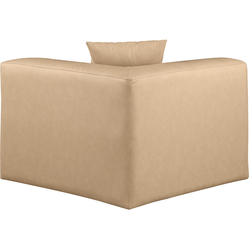 Bowery Hill Contemporary Soft Tan Vegan Leather Corner Chair