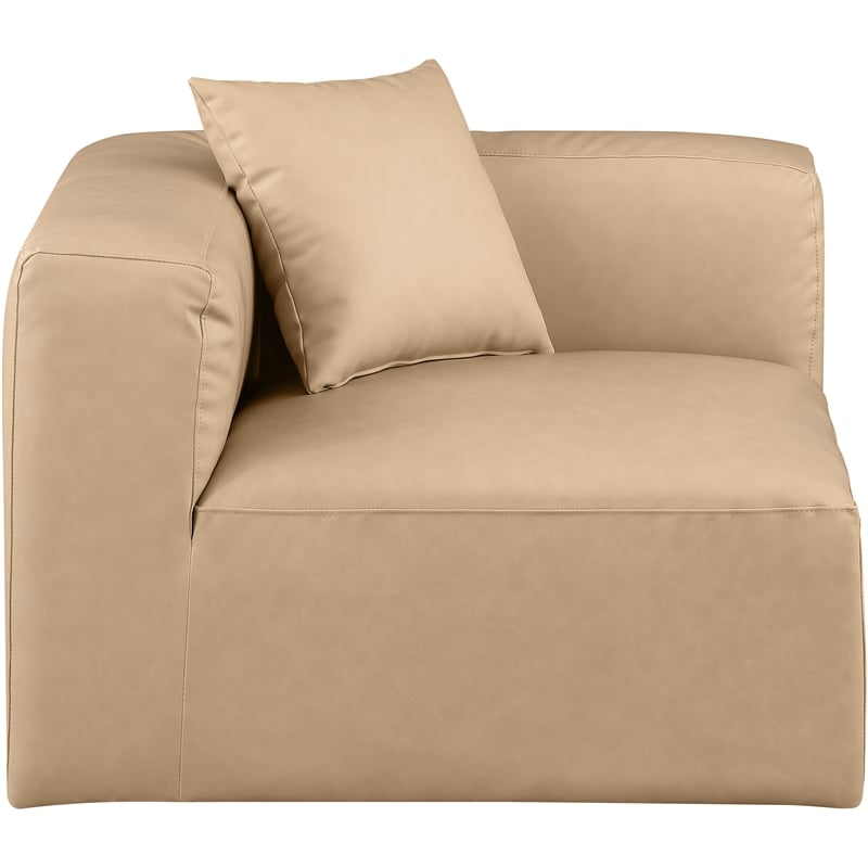 Bowery Hill Contemporary Soft Tan Vegan Leather Corner Chair