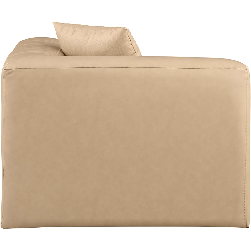 Bowery Hill Contemporary Soft Tan Vegan Leather Corner Chair