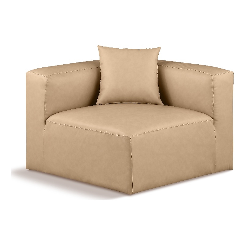 Bowery Hill Contemporary Soft Tan Vegan Leather Corner Chair