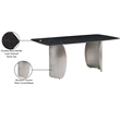 Bowery Hill Contemporary Brushed Chrome Silver Curved Bases Black Dining Table