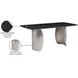 Bowery Hill Contemporary Brushed Chrome Silver Curved Bases Black Dining Table
